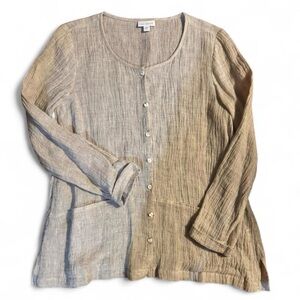 100% Linen Button-Up Cardigan by Pure Jill Classic Neutrel